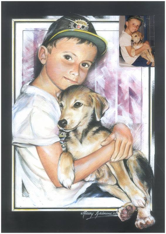 boy and dog potrait